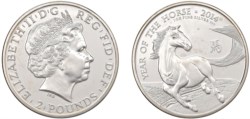GRAN BRETAGNA - ELISABETTA II (1952-2022) - 2 Pounds 2014 per l'anno del cavallo.