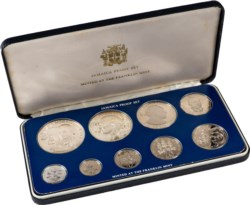 JAMAICA - Set 9 monete 1976, PROOF, in cofanetto originale.