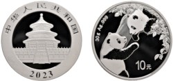 CINA - Repubblica Popolare (1949-) - 10 Yuan da 1 oncia, Serie Panda Proof, 2023.