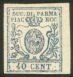 Antichi Stati Italiani - Parma - 40 cent. III em. cifra ritoccata (Sass. 11e)