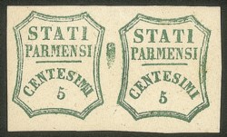 Antichi Stati Italiani - Parma - Coppia c.5 verde azzurro (12)
