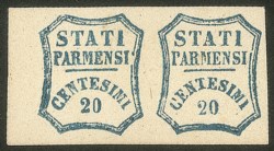 Antichi Stati Italiani - Parma - Coppia c.20 azzurrro