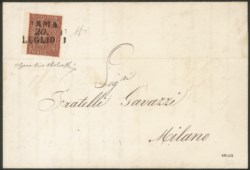 Antichi Stati Italiani - Parma - Lettera con c.25 bruno rosso da PARMA 20 LUGLIO 1855 per Milano