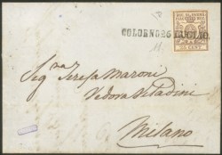Antichi Stati Italiani - Parma - Lettera con c.25 bruno rosso con lineare su una riga
