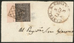 Antichi Stati Italiani - Parma - Frammento con c.15 rosa bordo di foglio