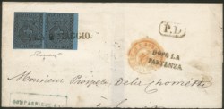 Antichi Stati Italiani - Parma - Testata di lettera con coppia c.40 azzurro