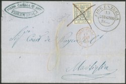 Antichi Stati Italiani - Parma - Lettera per la Francia con c.40 azzurro terza emissione