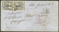 Antichi Stati Italiani - Parma - Lettera per la Francia con due esemplari c.40 azzurro