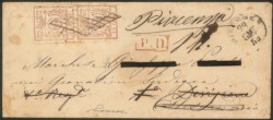 Antichi Stati Italiani - Parma - Lettera con coppia verticale c.15 vermiglio