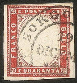 Antichi Stati Italiani - Parma - Sardegna c.40 rosso scarlatto