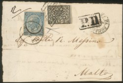 Antichi Stati Italiani - Stato Pontificio - Lettera con Pontificio b.2 grigio azzurrastro (3Ab)