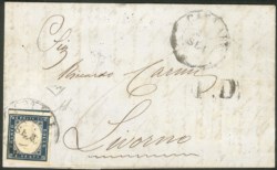 Antichi Stati Italiani - Modena - Lettera affrancata con 20 cent azzurro scuro (Sardegna - C3)