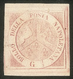 Antichi Stati Italiani - Napoli - 1858 gr. 1/2 rosa lillaceo I tavola (1a)