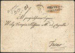 Antichi Stati Italiani - Sardegna - Lettera assicurata di doppio porto da ASTI 23 APR.58