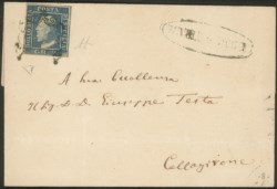 Antichi Stati Italiani - Sicilia - Lettera da Santa Caterina (ovale azzurro p.ti 10)