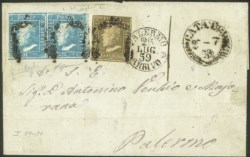 Antichi Stati Italiani - Sicilia - Lettera da Catania 25-7 59