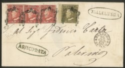 Antichi Stati Italiani - Sicilia - Lettera assicurata da VALLELUNGA per Palermo 24 gen.60