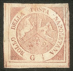 Antichi Stati Italiani - Napoli - 1858 gr. 1/2 rosa brunastro I tavola (1b)