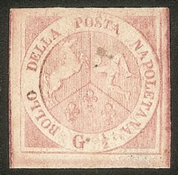 Antichi Stati Italiani - Napoli - 1858 gr. 1/2 rosa carminio chiaro I tavola (1c)
