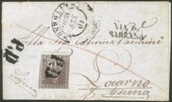 Antichi Stati Italiani - Toscana - Lettera per la Svizzera affrancata con cr.9 bruno violaceo su grigio