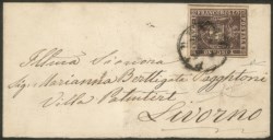 Antichi Stati Italiani - Toscana - Fascetta affrancata con 1 cent violetto scuro (17cd)
