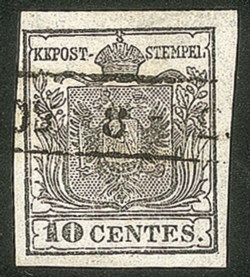 Antichi Stati Italiani - Lombardo Veneto - 1850 c.10 grigio argento