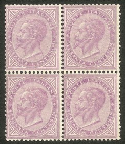 Regno - Vittorio Emanuele II - 1863 - Quartina del 60 cent lilla chiaro (L21)