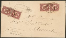 Regno - Vittorio Emanuele II - Lettera affrancata con due coppie del Servizio di Stato L.5,00 lacca (7)