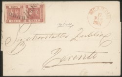 Antichi Stati Italiani - Napoli - Lettera affrancata con coppia gr.1 carminio vivo, seconda tavola, (4)