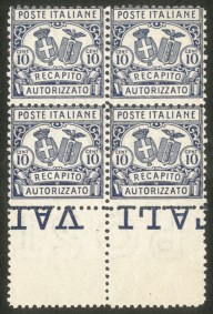Regno - Vittorio Emanuele III - 1928 - Recapito Autorizzato - Quartina del 10 cent dentellato 11 (1)