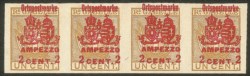 Occupazioni I guerra mondiale - Striscia orizzontale di quattro del 2 su 1 cent Ampezzo (2ab)