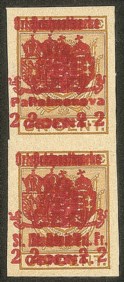 Occupazioni I guerra mondiale - Coppia verticale del 2 su 1 cent (38a + 46a)