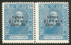 Occupazioni I guerra mondiale - 1920 - 25 cent su 25 Valore Globale (103aa - celeste latteo)
