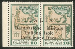 Occupazioni II guerra mondiale - 1941 Esemplari in coppia Beneficenza l.10+10 verde e giallo (32 cat.760)