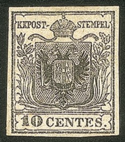 Antichi Stati Italiani - Lombardo Veneto - 1850 c.10 grigio nero