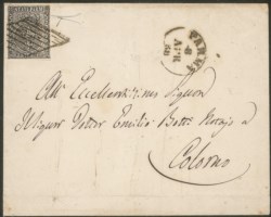 Antichi Stati Italiani - Parma - Lettera da Parma a Colorno il 8 aprile 1859 con 10 cent. bianco (Sass. 2)