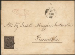 Antichi Stati Italiani - Parma - Lettera con c.15 rosa annullato con griglietta