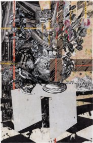 Still life with head and plaid