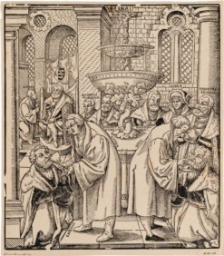 Lucas Cranach il Vecchio (Kronach, 1472 - Weimar, 1553) - I riformatori Lutero e Hus che danno la comunione ai principi della casa di Sassonia