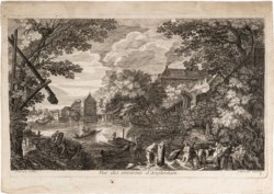 Aegidius Sadeler II (Anversa, 1570 - Praga, 1629) da Pieter Stevens (1567 ca. - dopo il 1624) - Veduta dei dintorni di Amsterdam