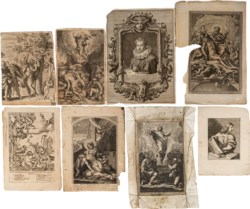 Multiple lot of eight etchings: