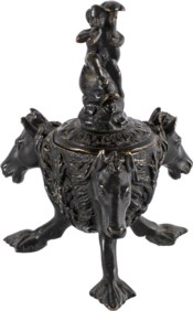 19th century - Tripod inkwell with horse heads