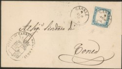 Antichi Stati Italiani - Sardegna - Lettera da Casale 9.8.56 recante 20 cent (15f)