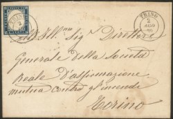 Antichi Stati Italiani - Sardegna - Lettera da Trino 2.8.59 recante 20 cent (15B)