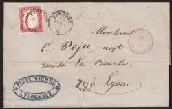 Antichi Stati Italiani - Sardegna - Lettera con c.40 rosa carminio scuro (16E)