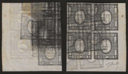 Antichi Stati Italiani - Sardegna - Prova di avviamento macchina, quartina c.1 grigio nero (19)