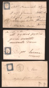 Antichi Stati Italiani - Sardegna - Annullamenti - Lotto di tre lettere con annulli di SUSA, VERRES e VICO MONDOVI