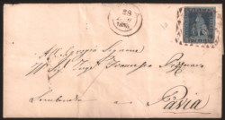 Antichi Stati Italiani - Toscana - Lettera affrancata con cr.6 azzurro scuro su azzurro (7c)