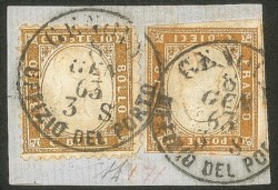 Regno - Vittorio Emanuele II - Raro frammento da Genova/Uffizio