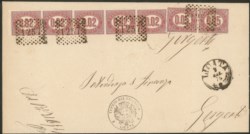 Regno - Vittorio Emanuele II - Servizio - Striscia di cinque del 0,02 cent + coppia del 0,05 cent Servizio (1 + 2)